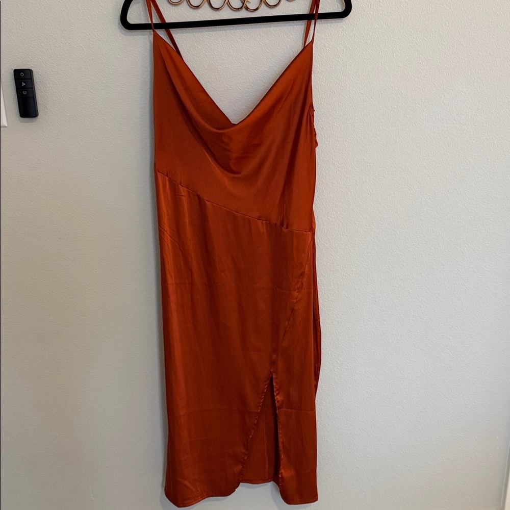 SHEIN Burnt Orange Scoop-neck Backless Dress